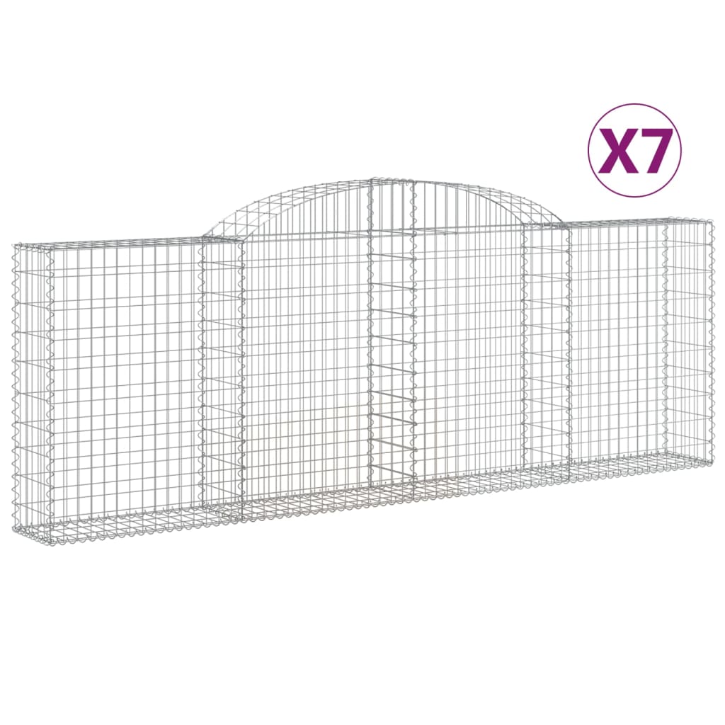 vidaXL Klenuté gabionové koše 7 ks 300x30x100/120cm pozinkované železo