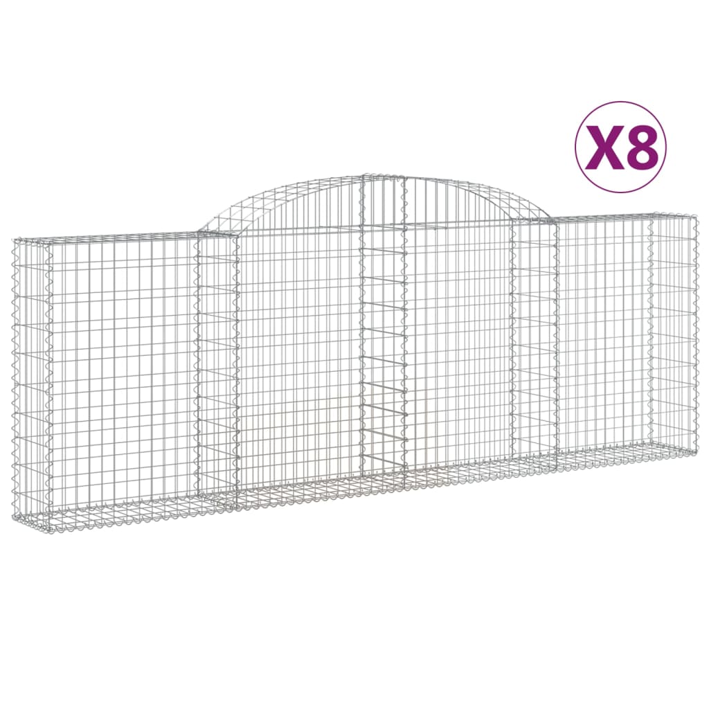 vidaXL Klenuté gabionové koše 8 ks 300x30x100/120cm pozinkované železo