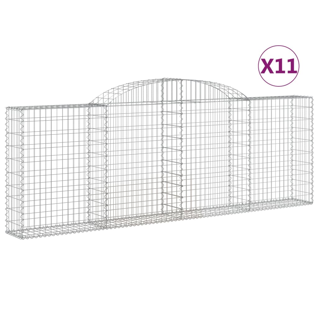 vidaXL Klenuté gabionové koše 11ks 300x30x100/120cm pozinkované železo