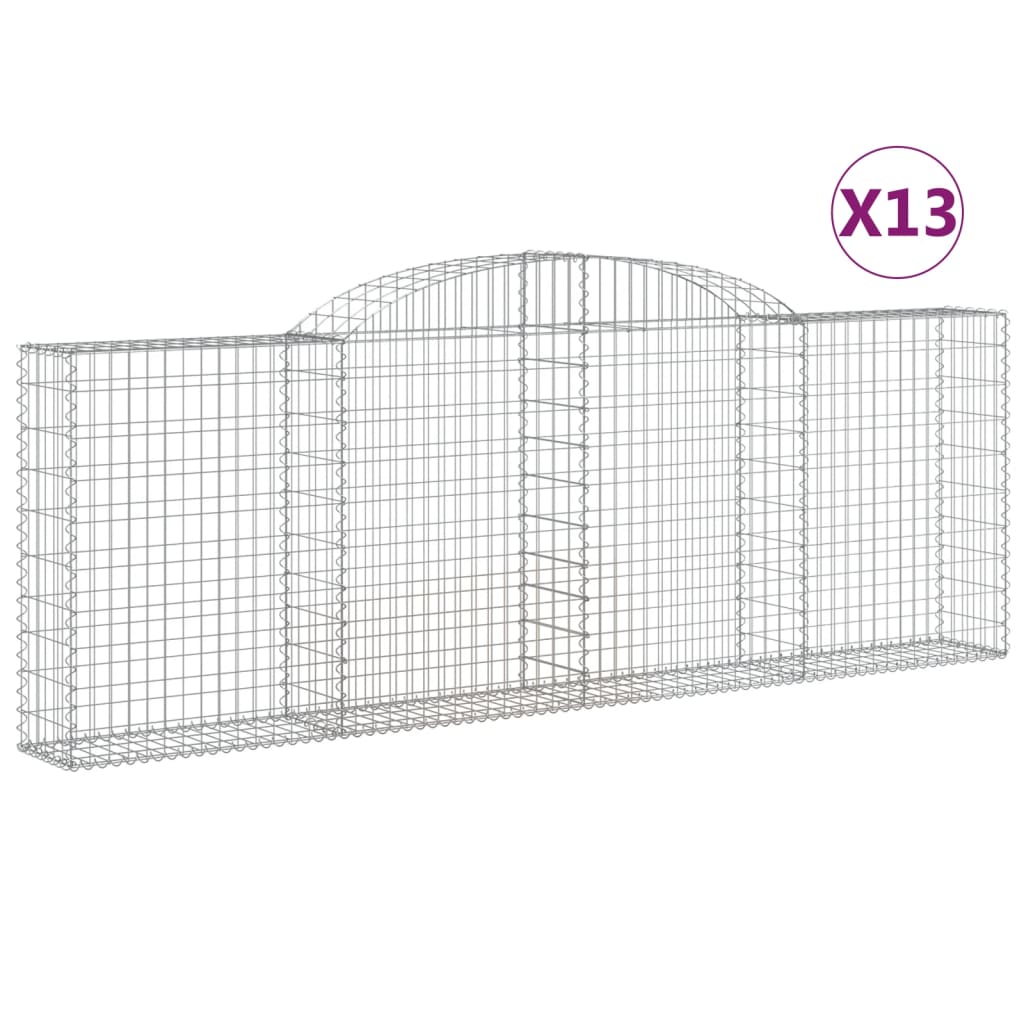 vidaXL Klenuté gabionové koše 13ks 300x30x100/120cm pozinkované železo