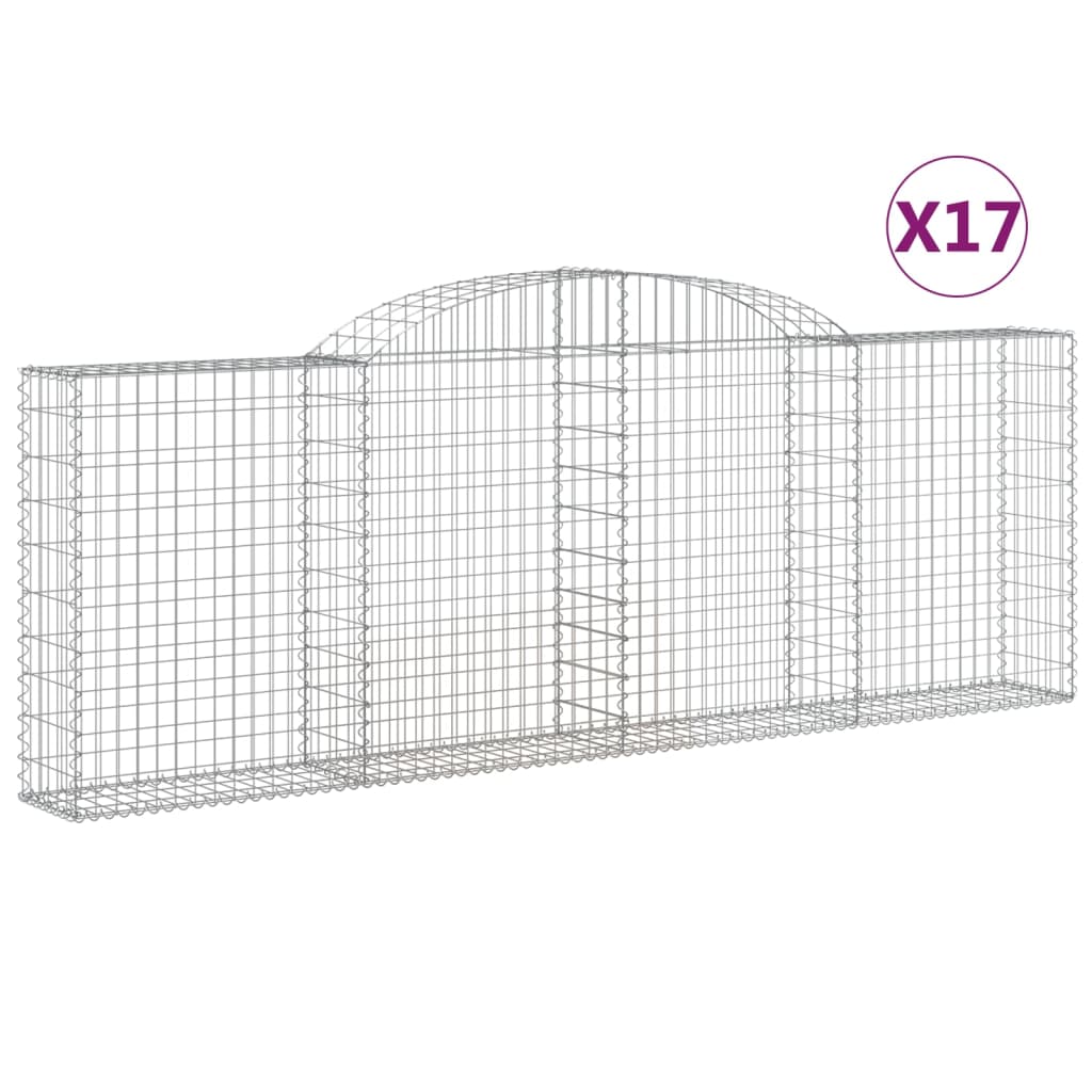 vidaXL Klenuté gabionové koše 17ks 300x30x100/120cm pozinkované železo