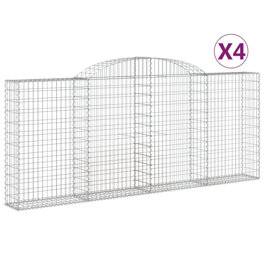 vidaXL KlenutĂ© gabionovĂ© koĹˇe 4 ks 300x30x120/140cm pozinkovanĂ© Ĺľelezo