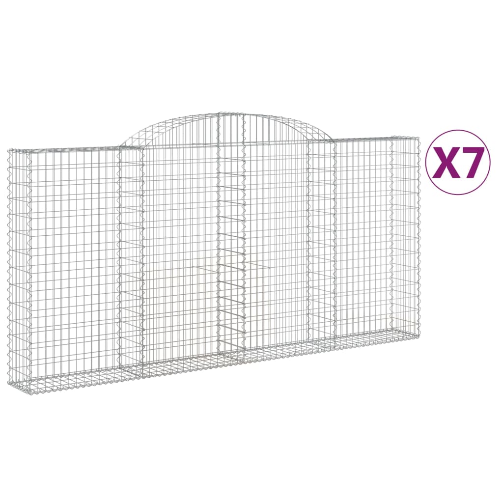 vidaXL Klenuté gabionové koše 7 ks 300x30x140/160cm pozinkované železo