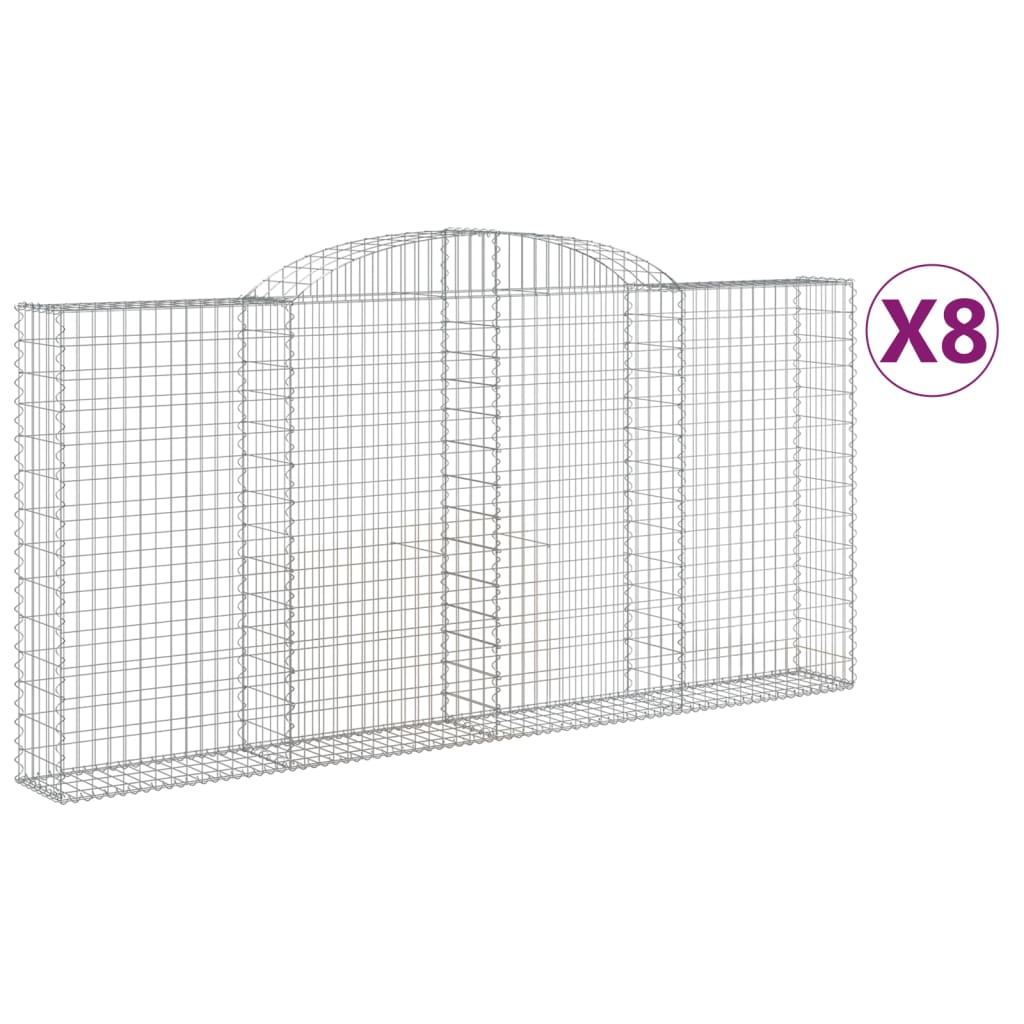 vidaXL Klenuté gabionové koše 8 ks 300x30x140/160cm pozinkované železo