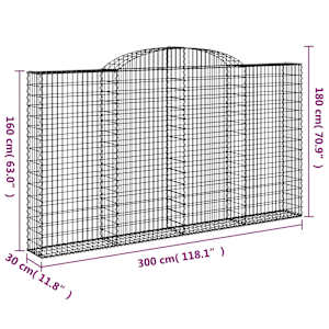 Klenuté gabionové koše 11ks 300x30x160/180cm pozinkované železo - obrázek 6