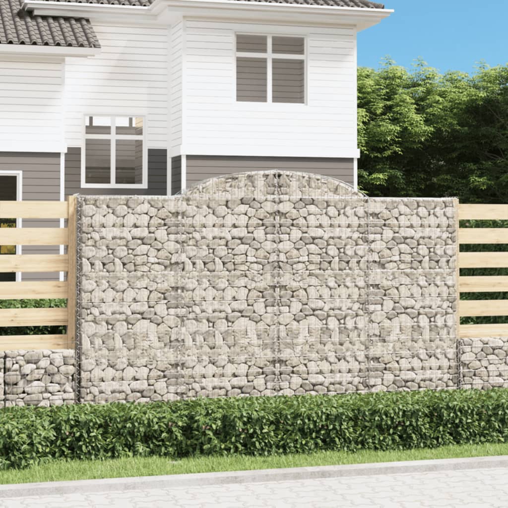 vidaXL Coșuri gabion arcuite 2 buc, 300x30x180/200 cm, fier galvanizat