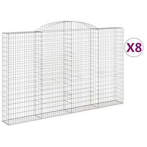 Klenuté gabionové koše 8 ks 300x30x180/200cm pozinkované železo - obrázek 2