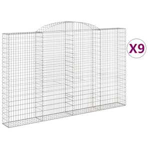 Klenuté gabionové koše 9 ks 300x30x180/200cm pozinkované železo - obrázek 2