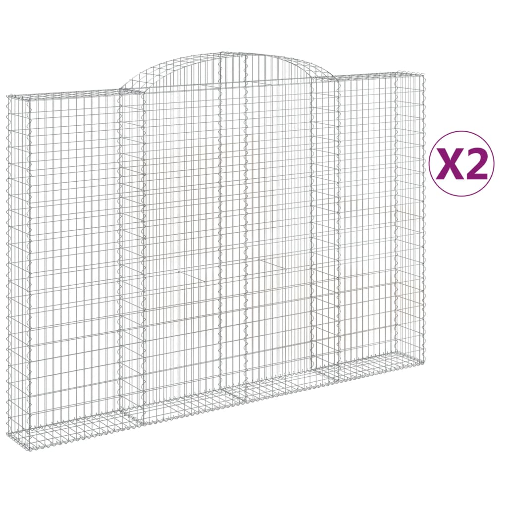 Thumbnail - vidaXL Gabionen mit Hochbogen 2 Stk. 300x30x200/220cm Verzinktes Eisen