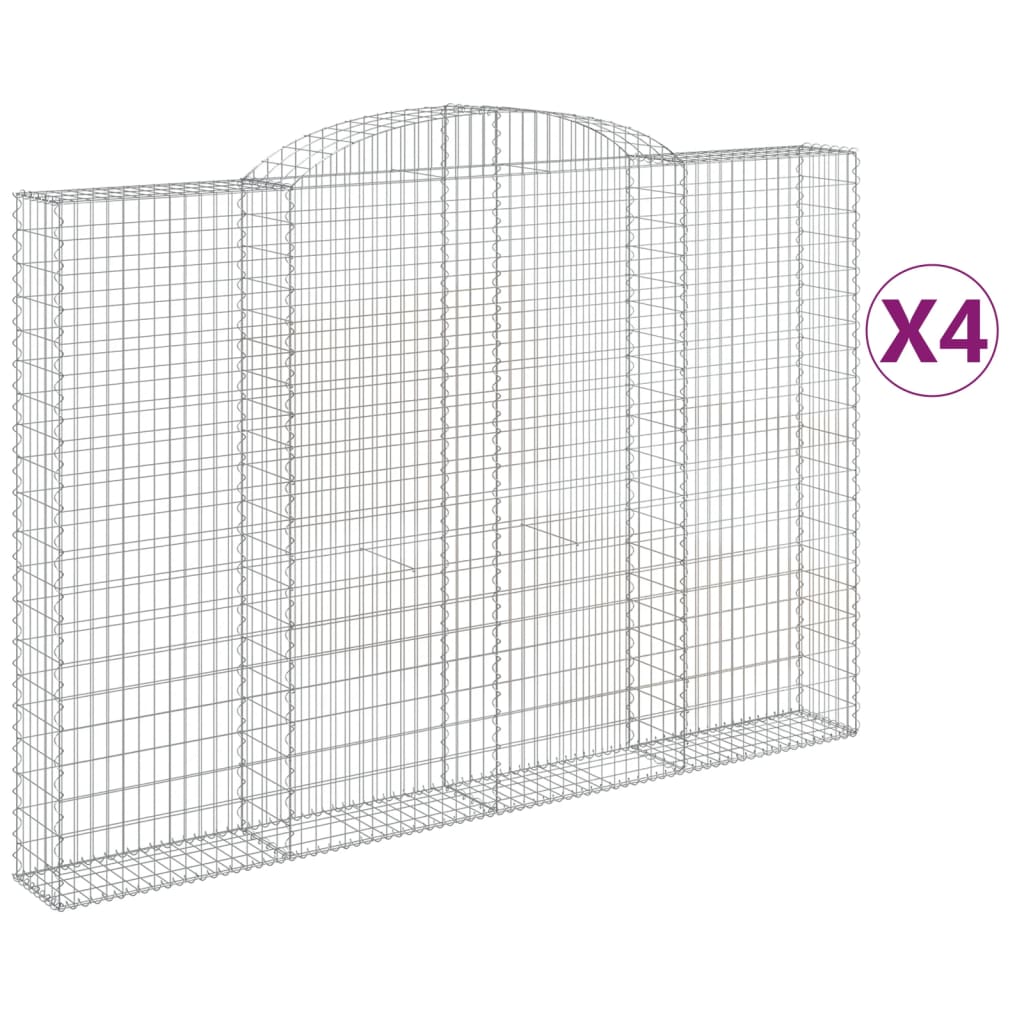 vidaXL Klenuté gabionové koše 4 ks 300x30x200/220cm pozinkované železo