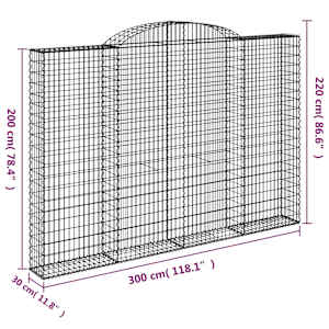 Klenuté gabionové koše 6 ks 300x30x200/220cm pozinkované železo - obrázek 6