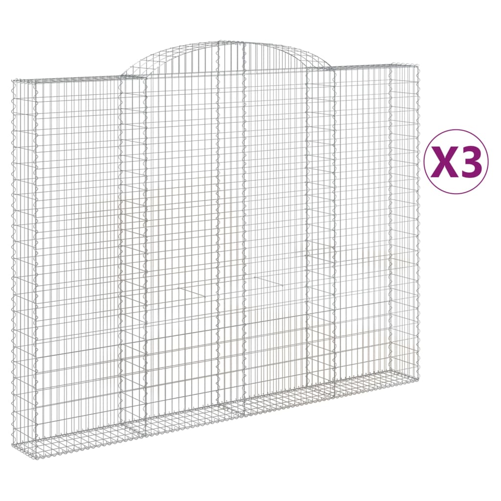 vidaXL Klenuté gabionové koše 3 ks 300x30x220/240cm pozinkované železo