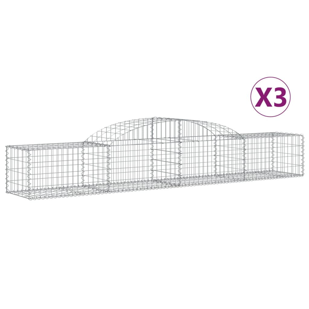 E-shop vidaXL Oblúkové gabionové koše 3 ks 300x50x40/60 cm pozink. železo