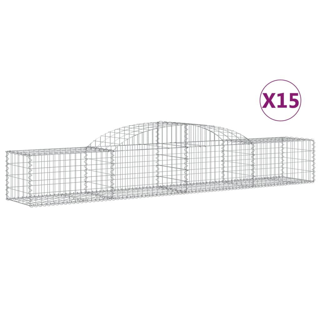 vidaXL Schanskorven 15 st gewelfd 300x50x40/60 cm gegalvaniseerd ijzer