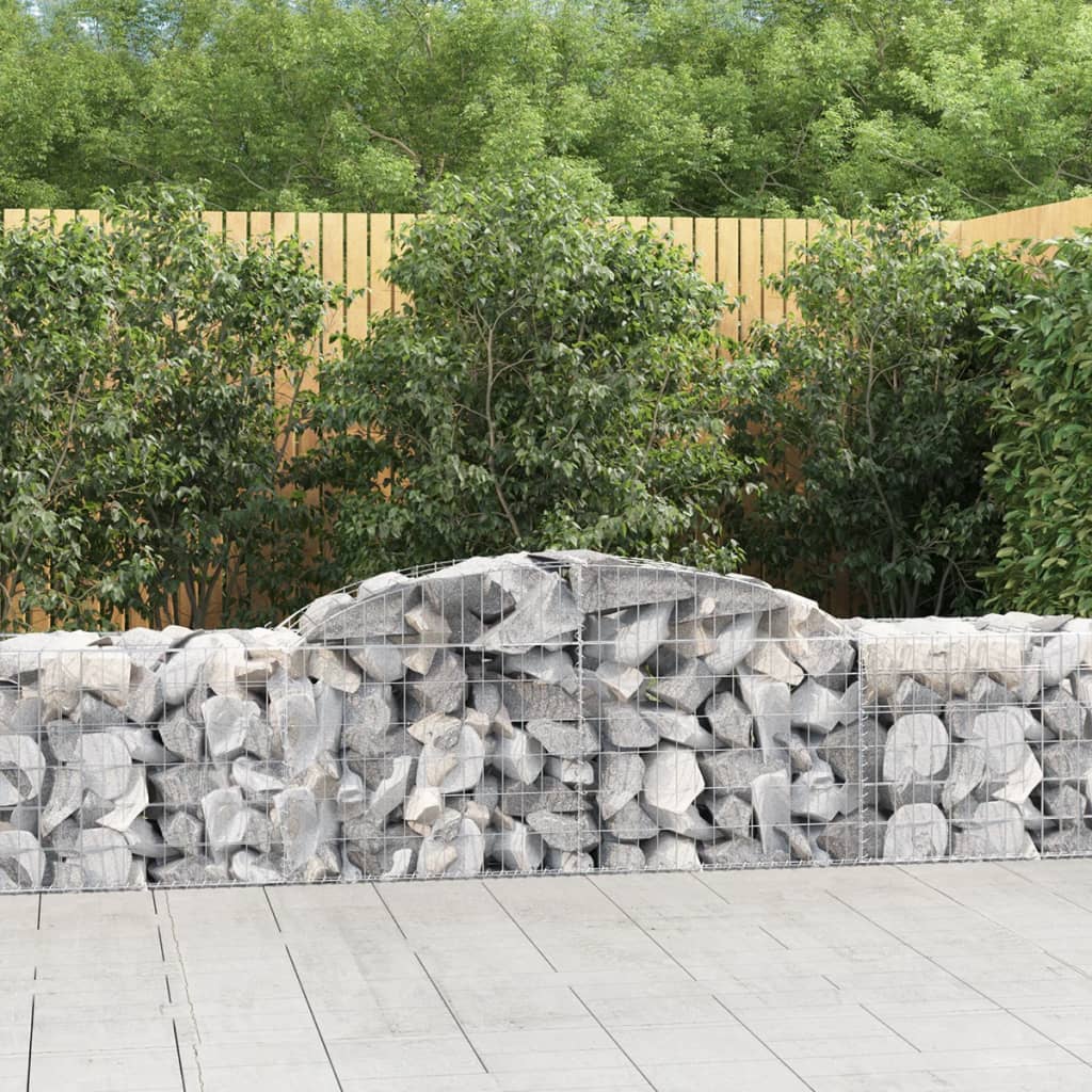 vida XL Gabionen mit Hochbogen 10 Stk. 300x 50x 60/80 cm Verzinktes Eisen