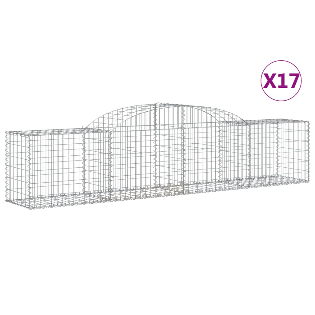 E-shop vidaXL Oblúkový gabionový kôš 17 ks 300x50x60/80 cm pozinkované železo
