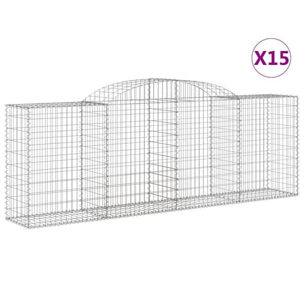 vidaXL kaarekujulised gabioonkorvid 15 tk, 300x50x100/120 cm, raud