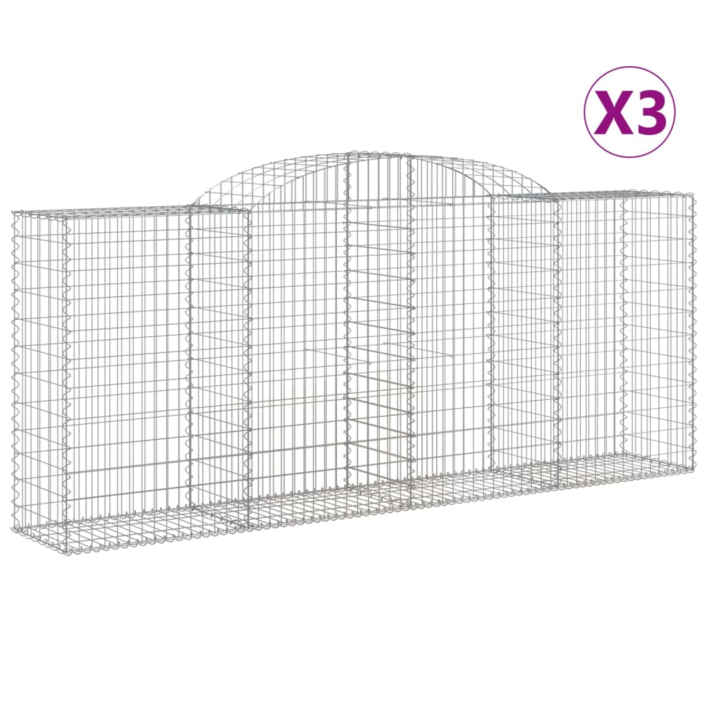 vidaXL Klenuté gabionové koše 3 ks 300x50x120/140cm pozinkované železo