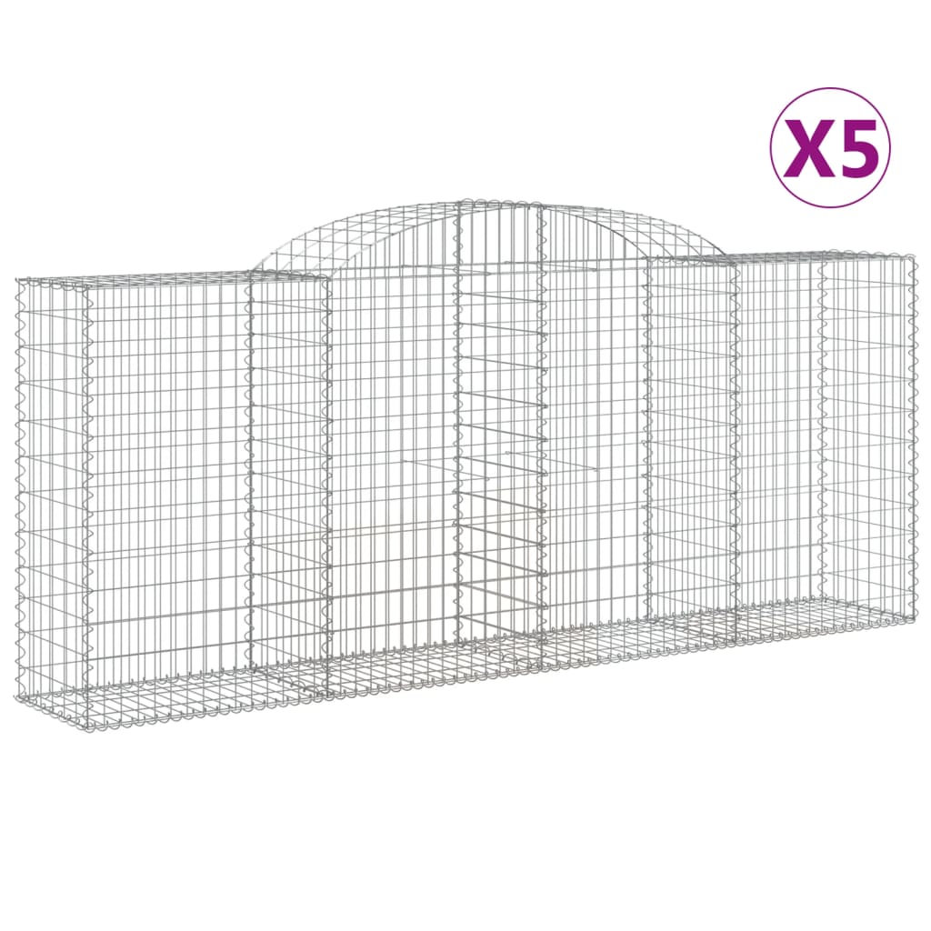 E-shop vidaXL Oblúkové gabionové koše 5 ks 300x50x120/140 cm pozink. železo