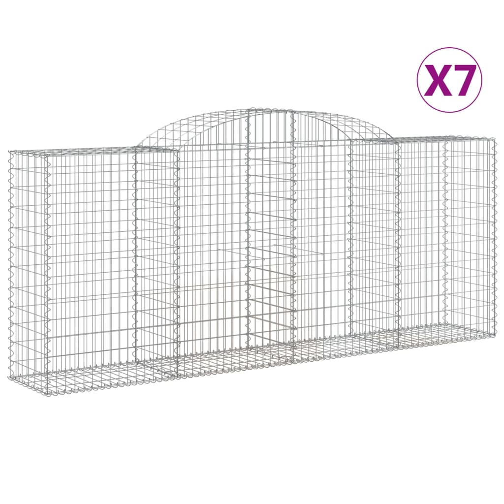 vidaXL Klenuté gabionové koše 7 ks 300x50x120/140cm pozinkované železo