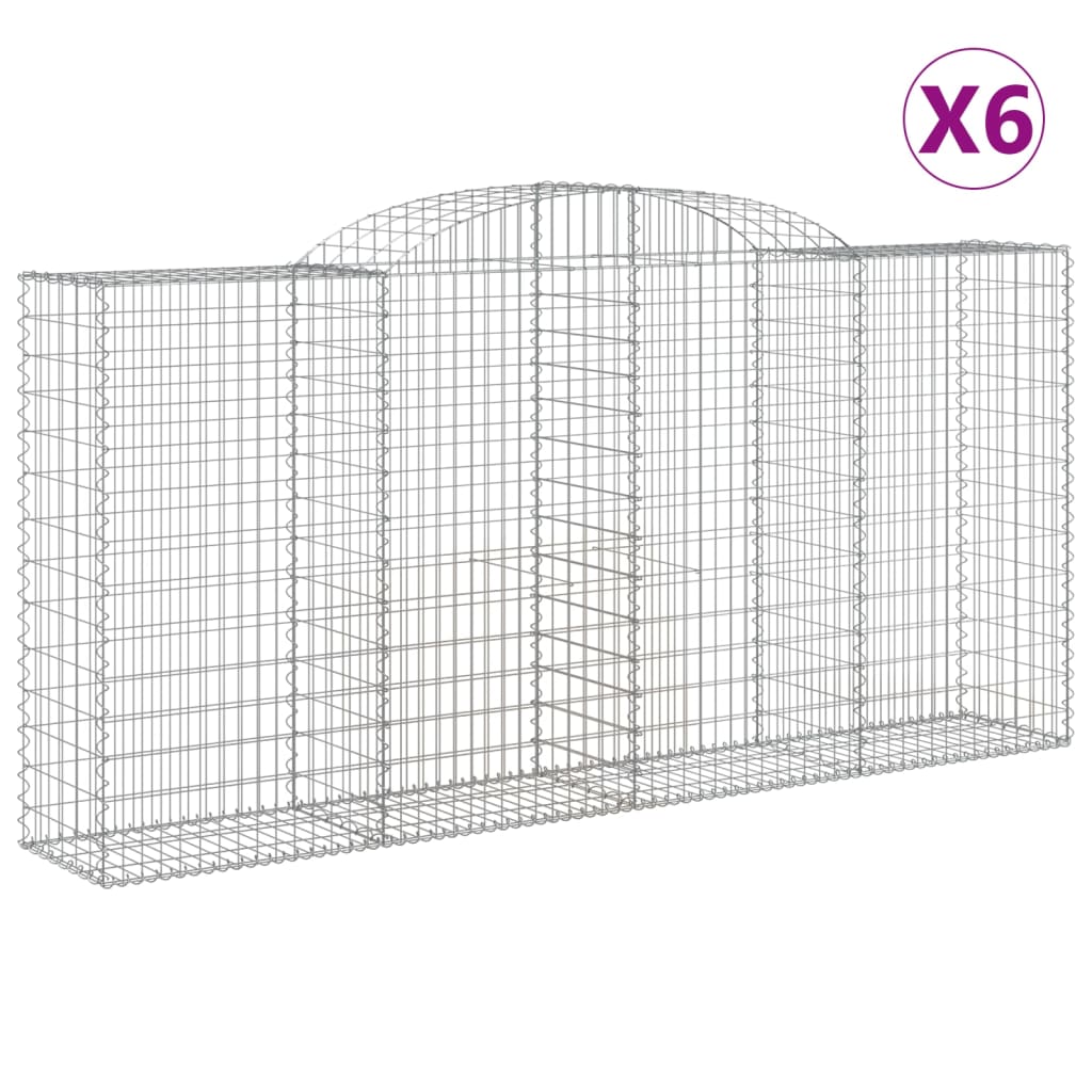 vidaXL Oblúkové gabionové koše 6 ks 300x50x140/160 cm pozink. železo