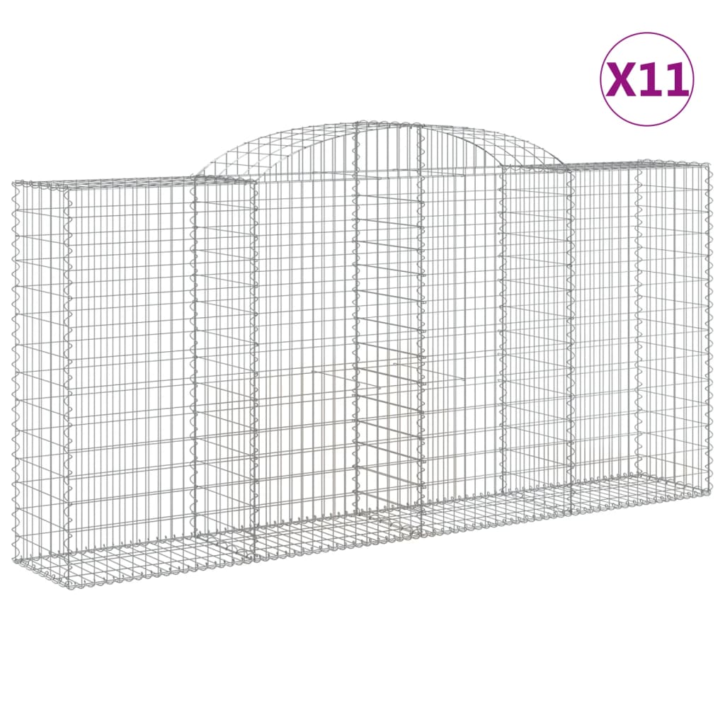 E-shop vidaXL Oblúkové gabionové koše 11 ks 300x50x140/160 cm pozink. železo