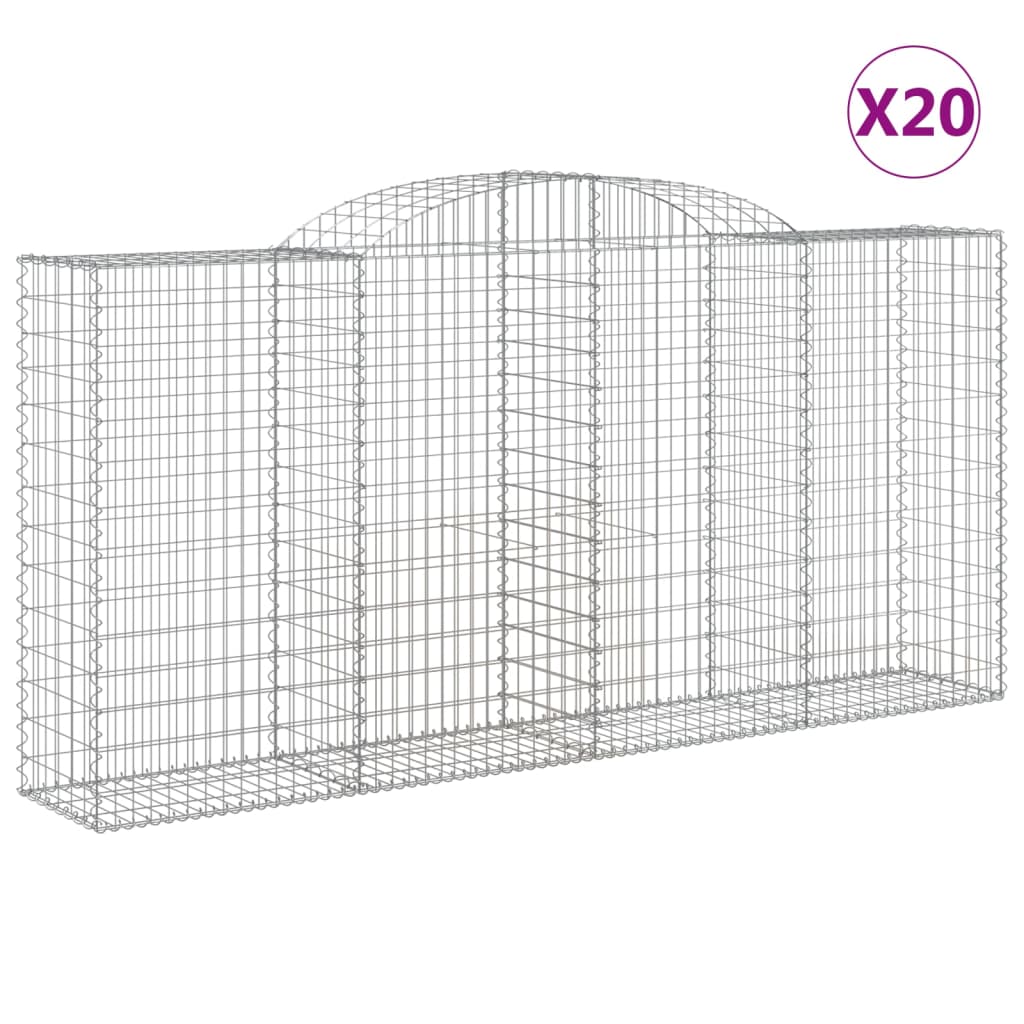 vidaXL Klenuté gabionové koše 20ks 300x50x140/160cm pozinkované železo