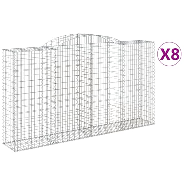 vidaXL kaarekujulised gabioonkorvid 8 tk, 300x50x160/180 cm, raud