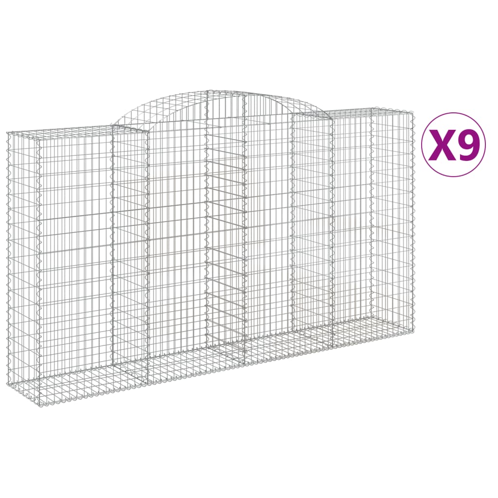 vidaXL Schanskorven 9 st gewelfd 300x50x160/180 cm ijzer