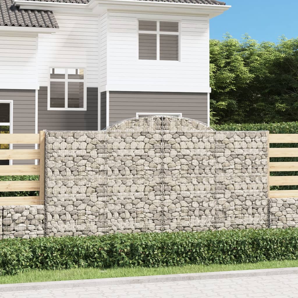 vida XL Gabionen mit Hochbogen 9 Stk. 300x 50x 160/180cm Verzinktes Eisen