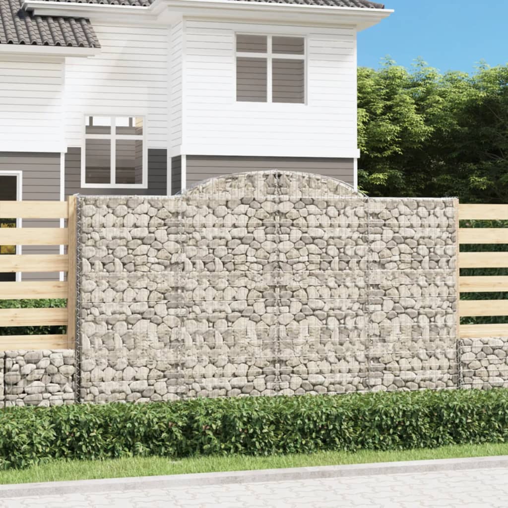 vidaXL Coșuri gabion arcuite 2 buc, 300x50x180/200 cm, fier galvanizat