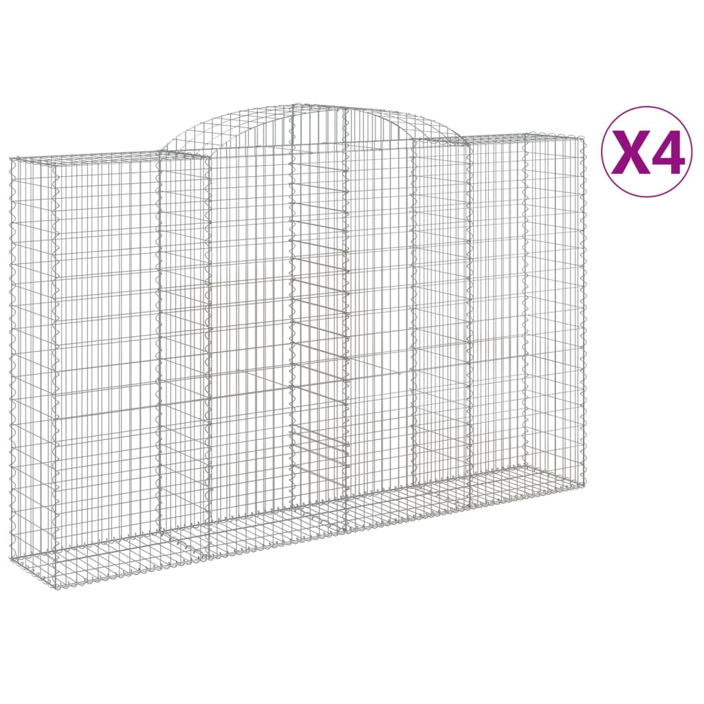 vidaXL Klenuté gabionové koše 4 ks 300x50x180/200cm pozinkované železo