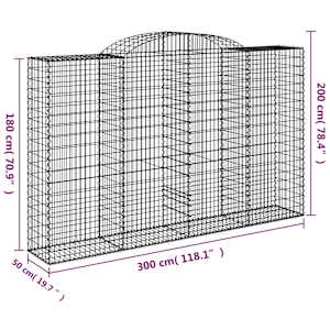 Klenuté gabionové koše 10ks 300x50x180/200cm pozinkované železo - obrázek 6