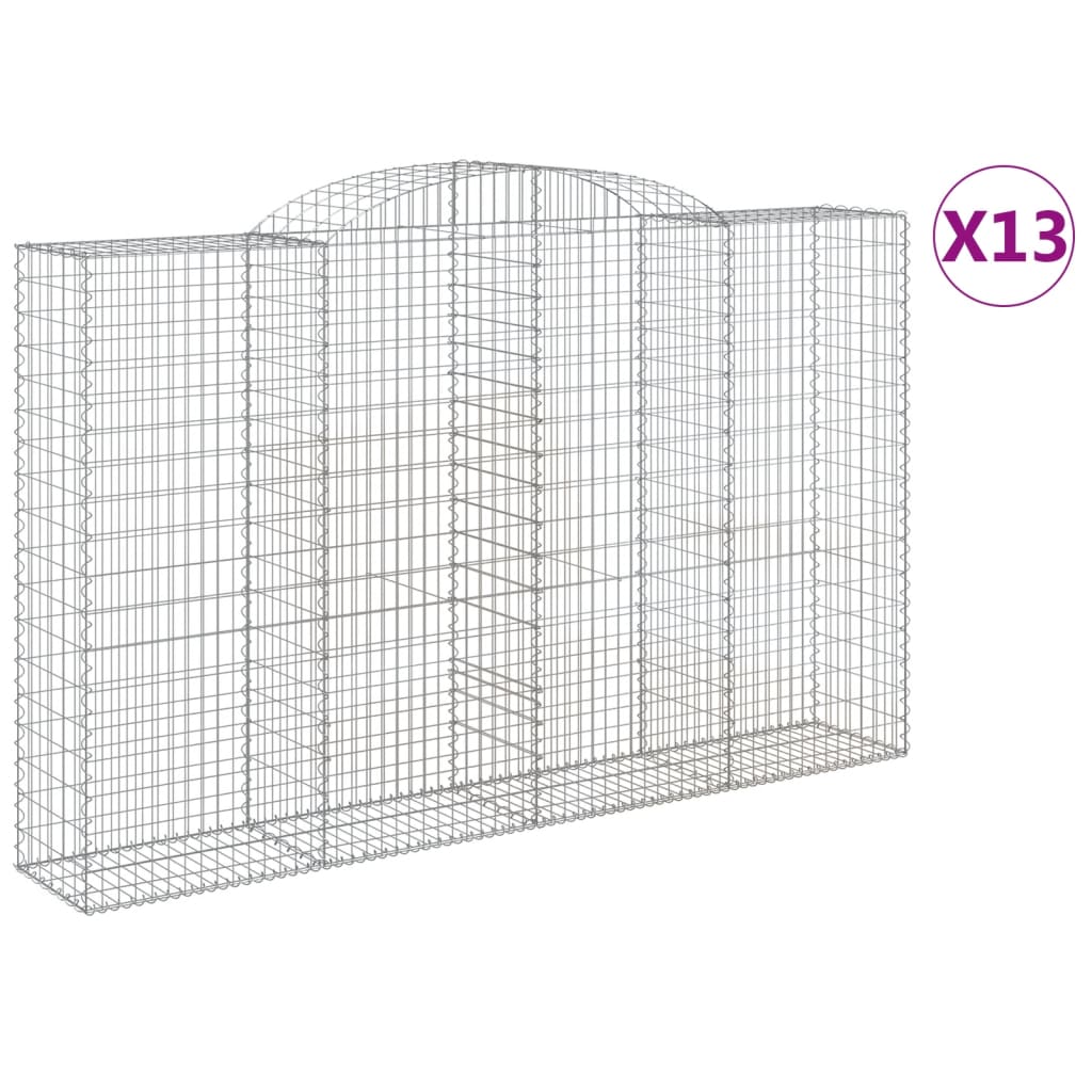 vidaXL Oblúkové gabiónové koše 13 ks 300x50x180/200cm pozink. železo