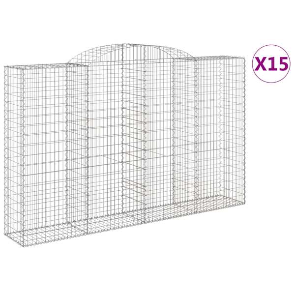 vidaXL kaarekujulised gabioonkorvid 15 tk, 300x50x180/200 cm, raud