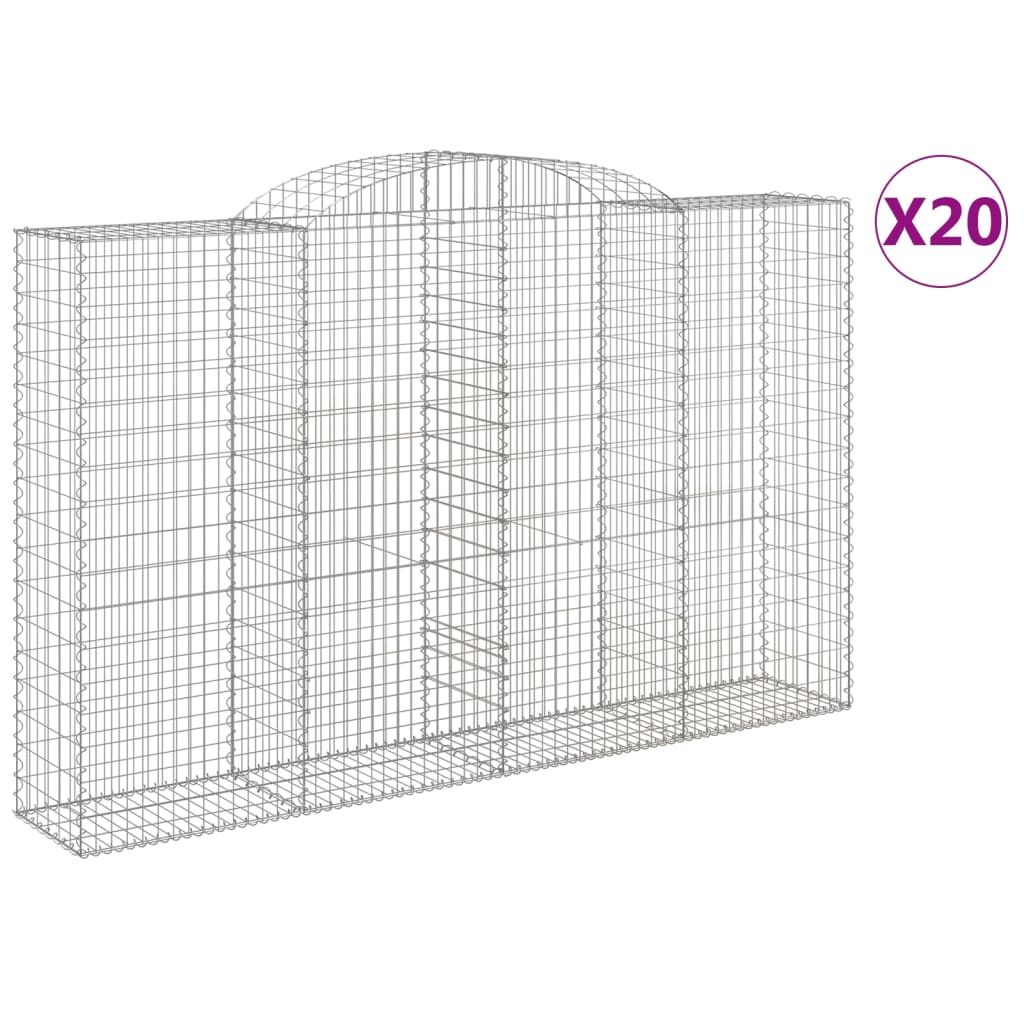 vidaXL Oblúkové gabiónové koše 20 ks 300x50x180/200cm pozink. železo