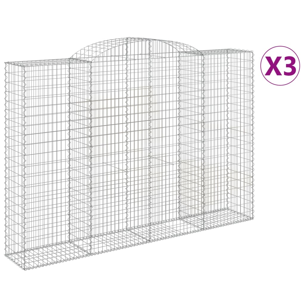 vidaXL Klenuté gabionové koše 3 ks 300x50x200/220cm pozinkované železo