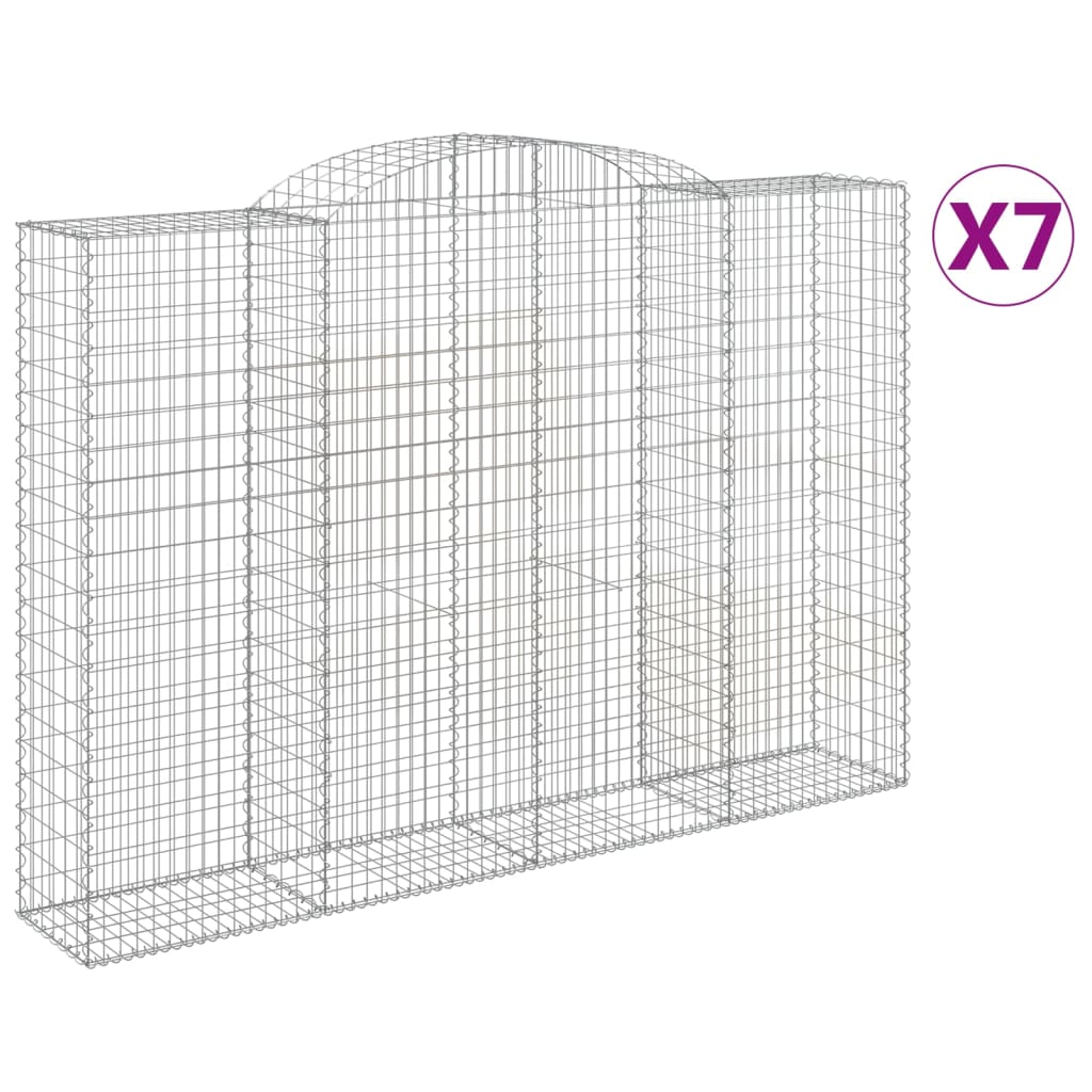 vidaXL Klenuté gabionové koše 7 ks 300x50x200/220cm pozinkované železo