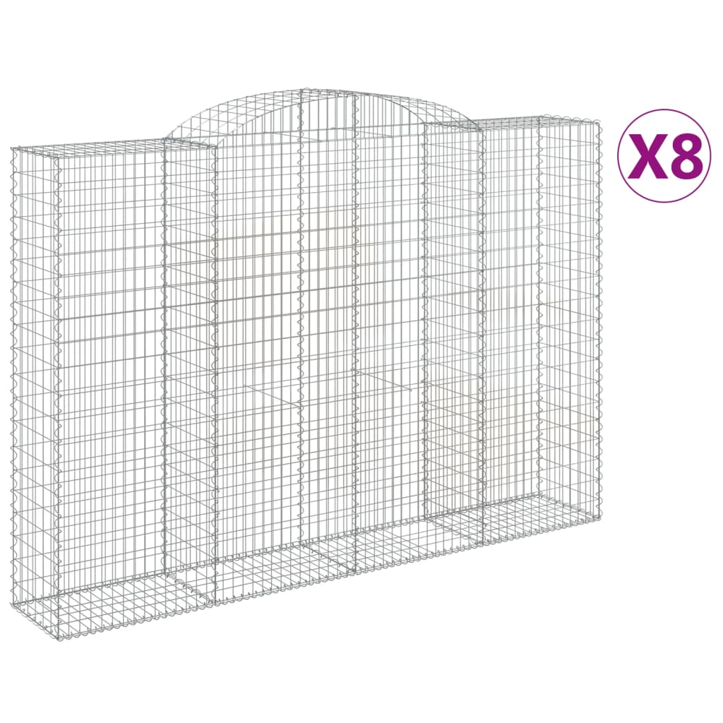 vidaXL Oblúkové gabionové koše 8ks 300x50x200/220cm pozinkované železo