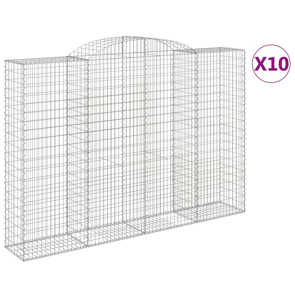 vidaXL Klenuté gabionové koše 10ks 300x50x200/220cm pozinkované železo