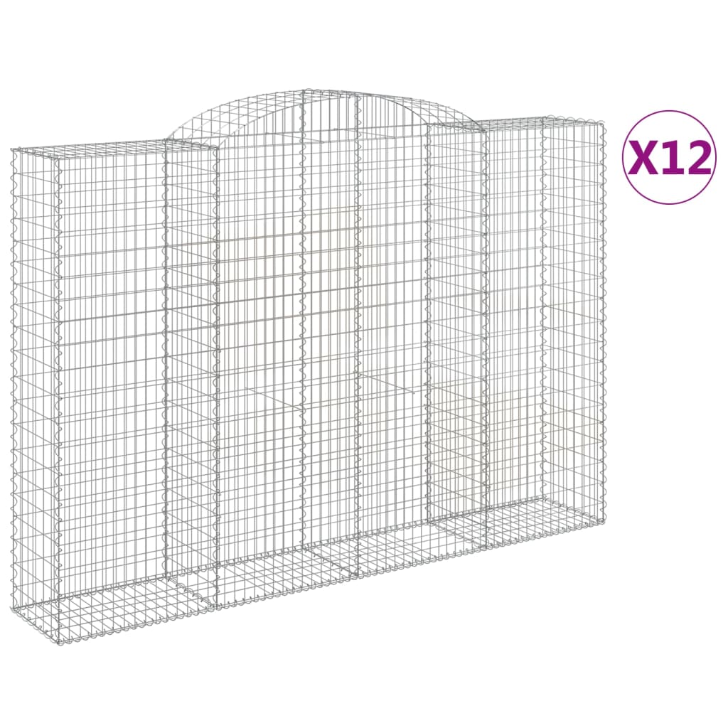 vidaXL Klenuté gabionové koše 12ks 300x50x200/220cm pozinkované železo