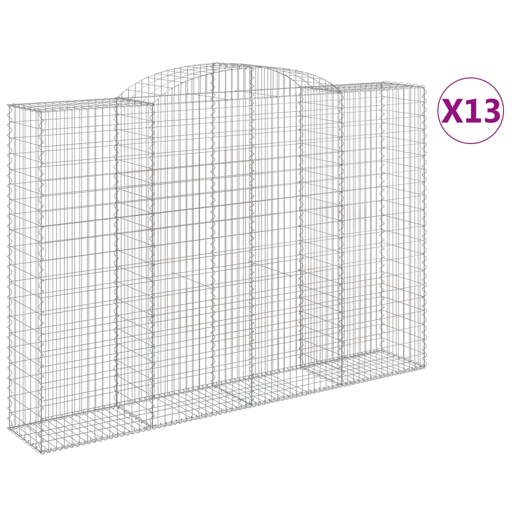 vidaXL Klenuté gabionové koše 13ks 300x50x200/220cm pozinkované železo