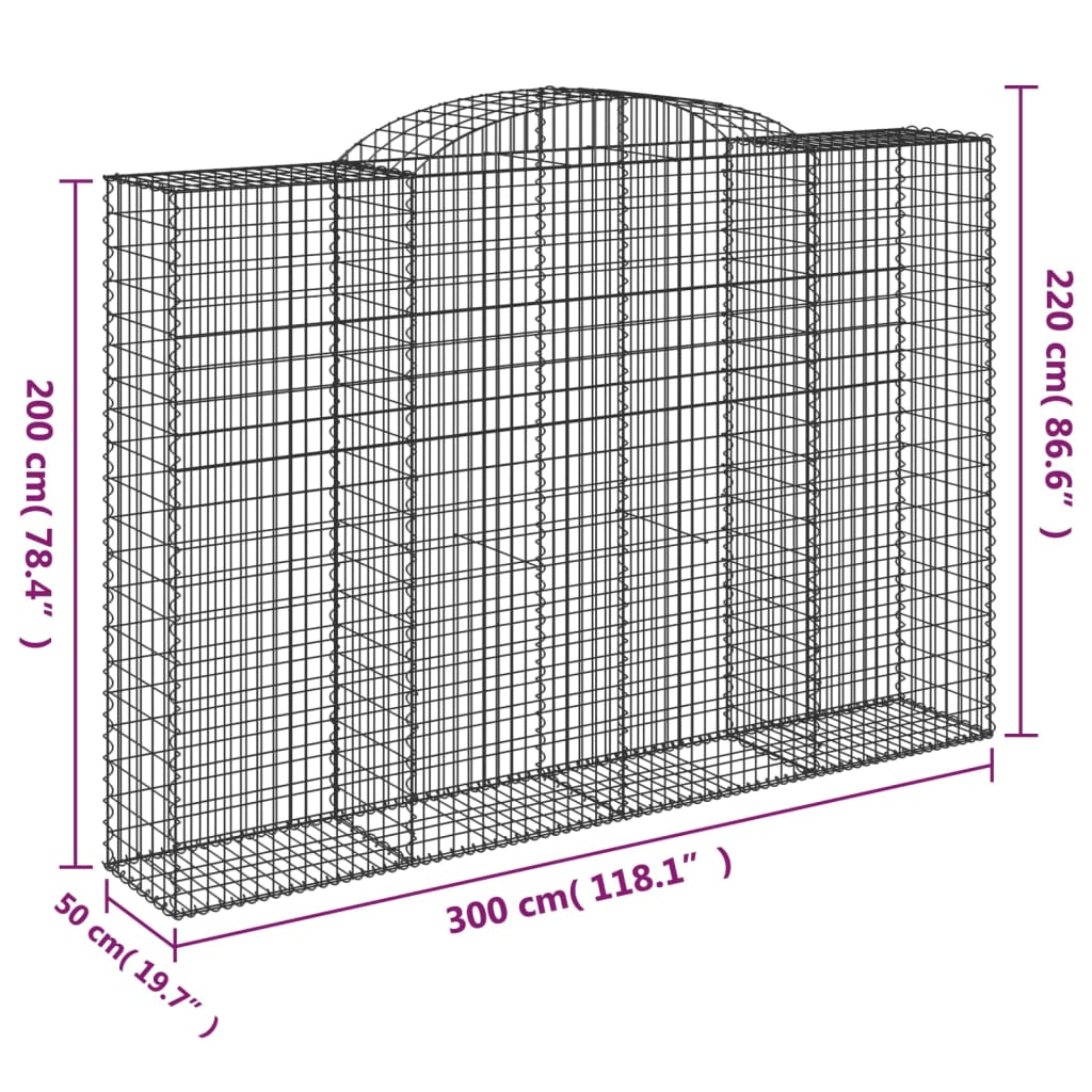 Coșuri gabion arcuite 15 buc. 300x50x200/220 cm fier galvanizat