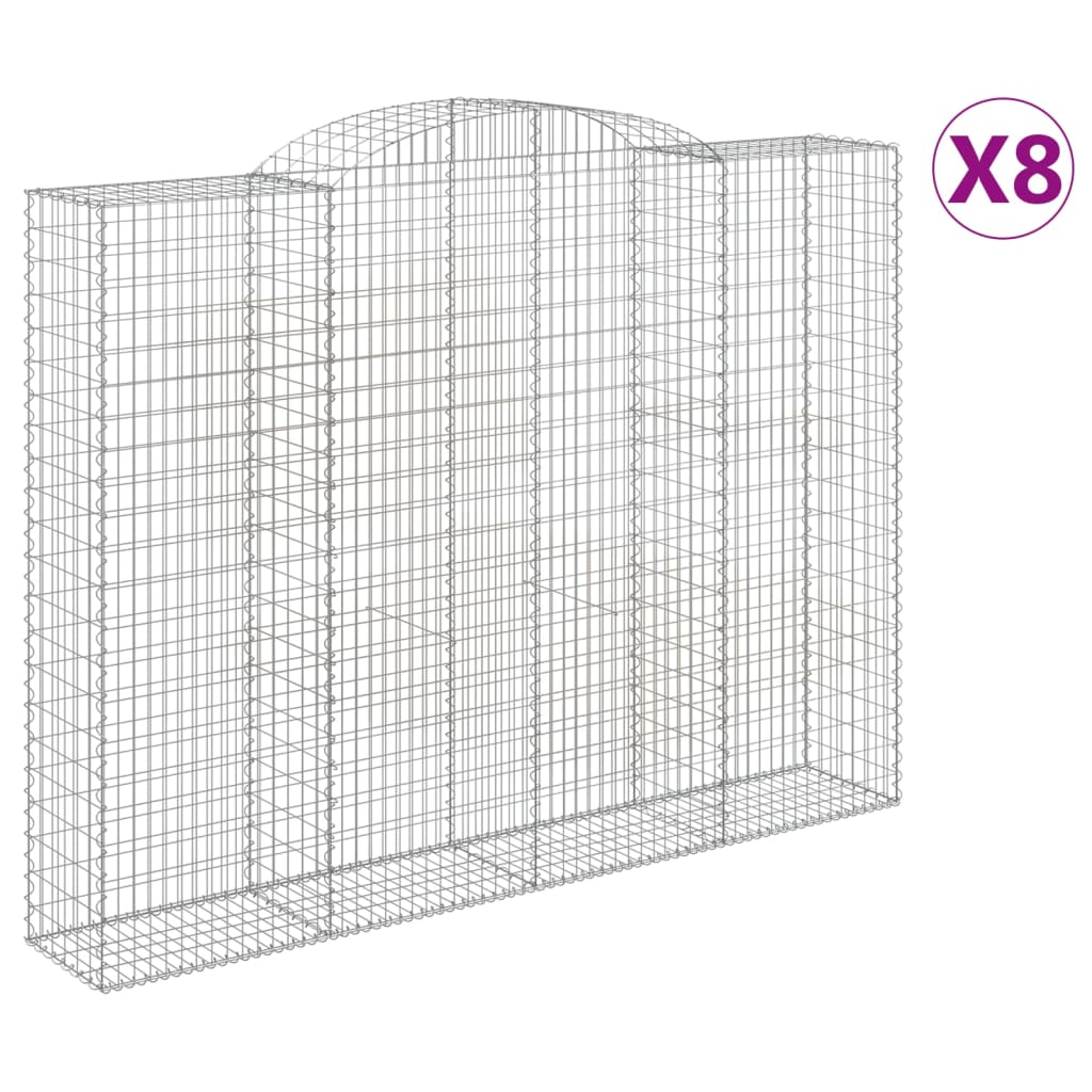 vidaXL Oblúkový gabionový kôš 8 ks 300x50x220/240cm pozinkované železo