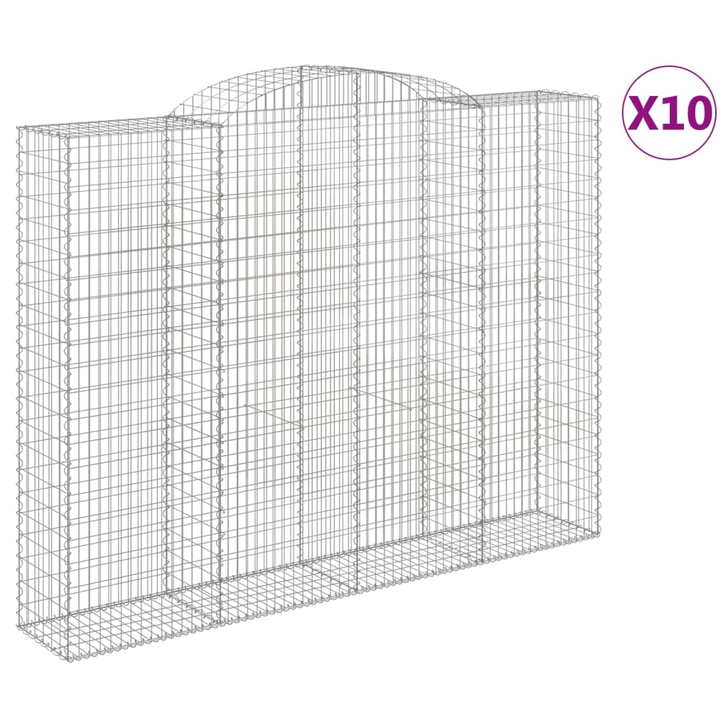 vidaXL Klenuté gabionové koše 10ks 300x50x220/240cm pozinkované železo