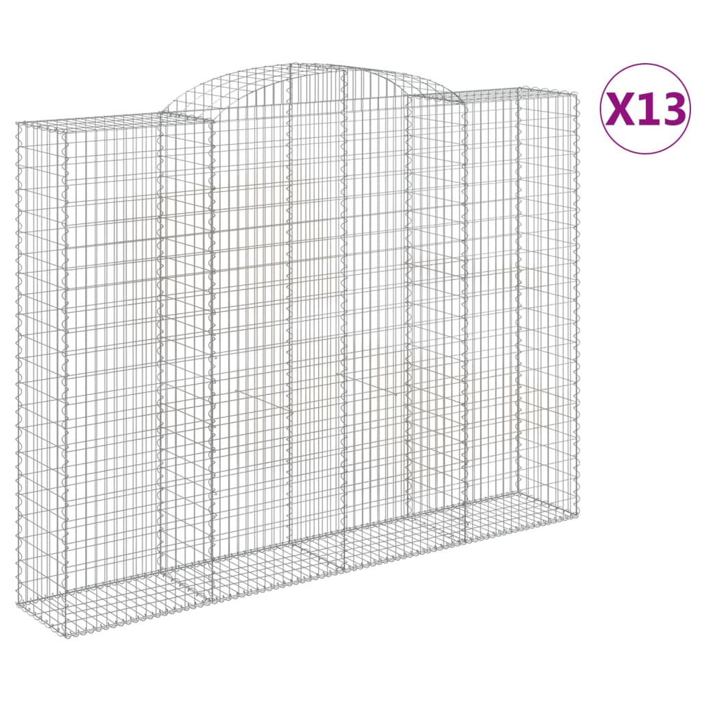 vidaXL Klenuté gabionové koše 13ks 300x50x220/240cm pozinkované železo