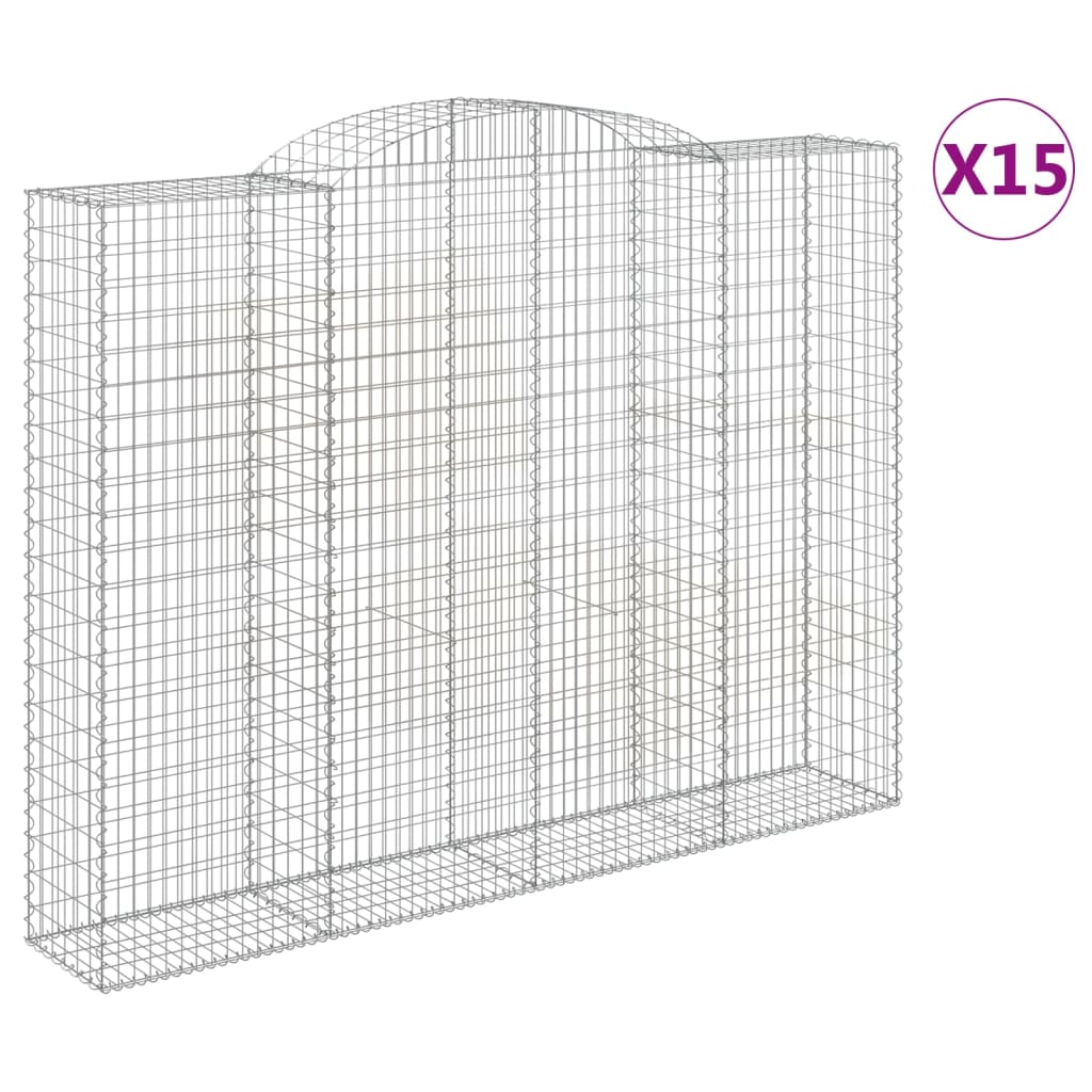 vidaXL Klenuté gabionové koše 15ks 300x50x220/240cm pozinkované železo