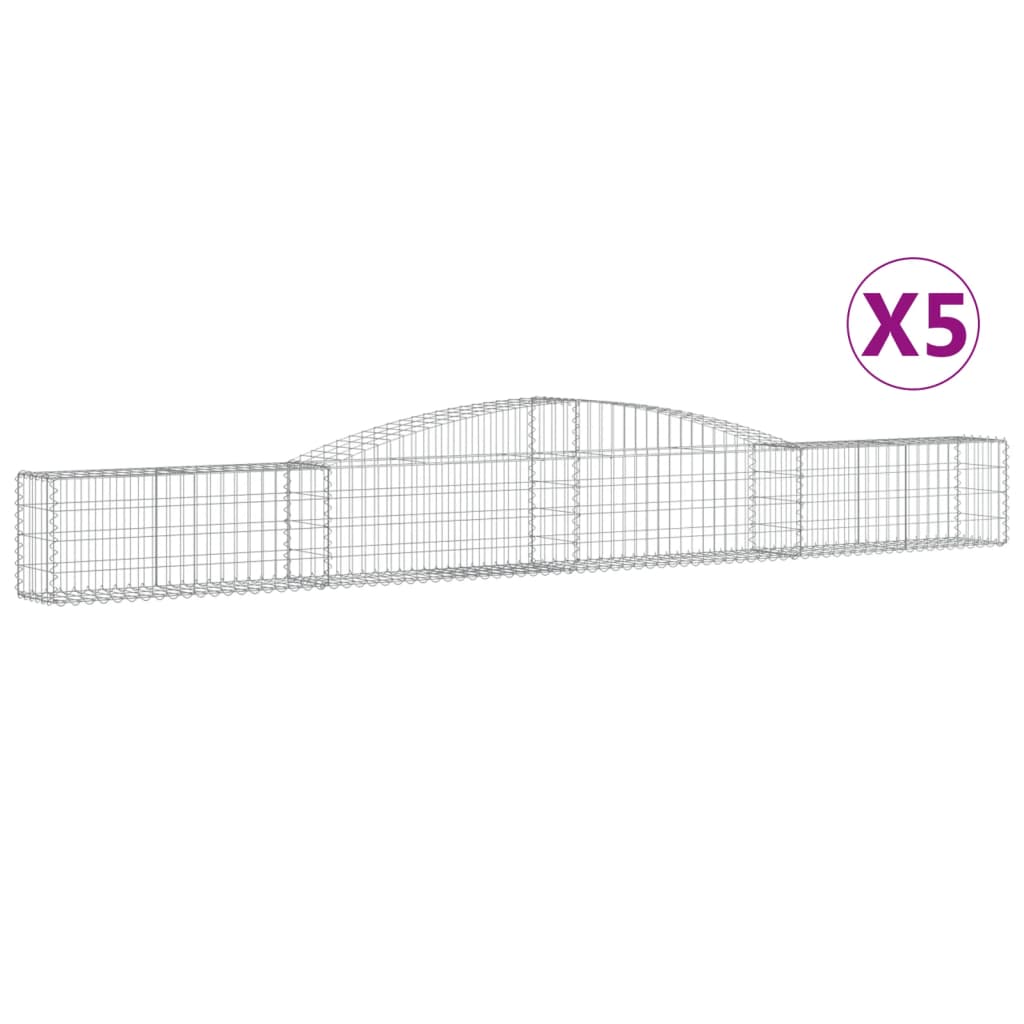 vidaXL Klenuté gabionové koše 5 ks 400x30x40/60 cm pozinkované železo