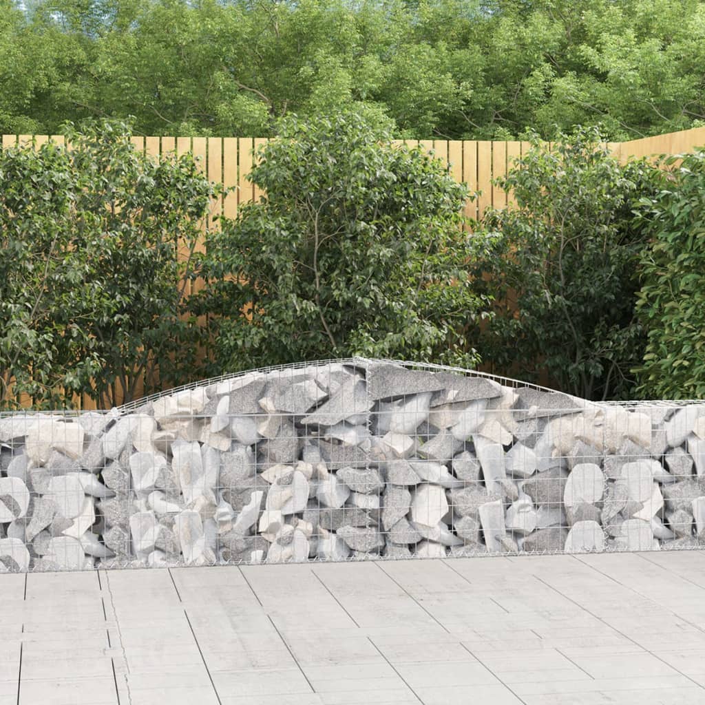 vidaXL Coșuri gabion arcuite 2 buc, 400x30x60/80 cm, fier galvanizat