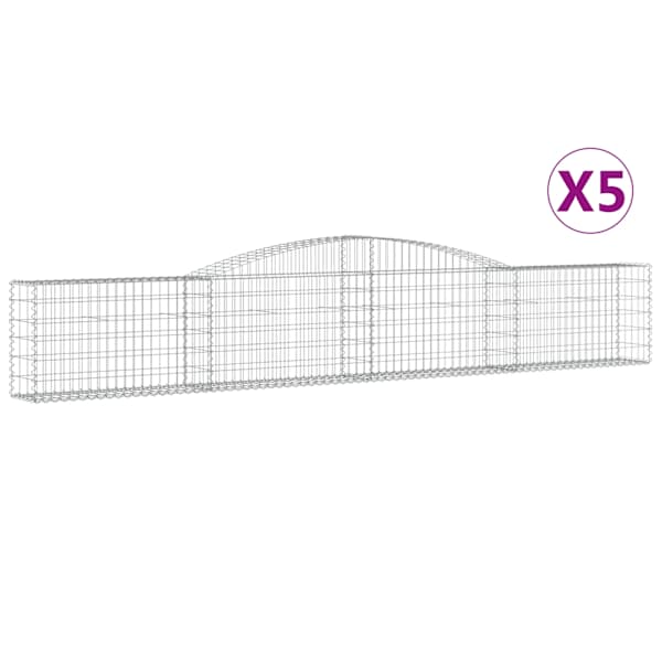 vidaXL kaarekujulised gabioonkorvid 5 tk, 400x30x60/80 cm, raud